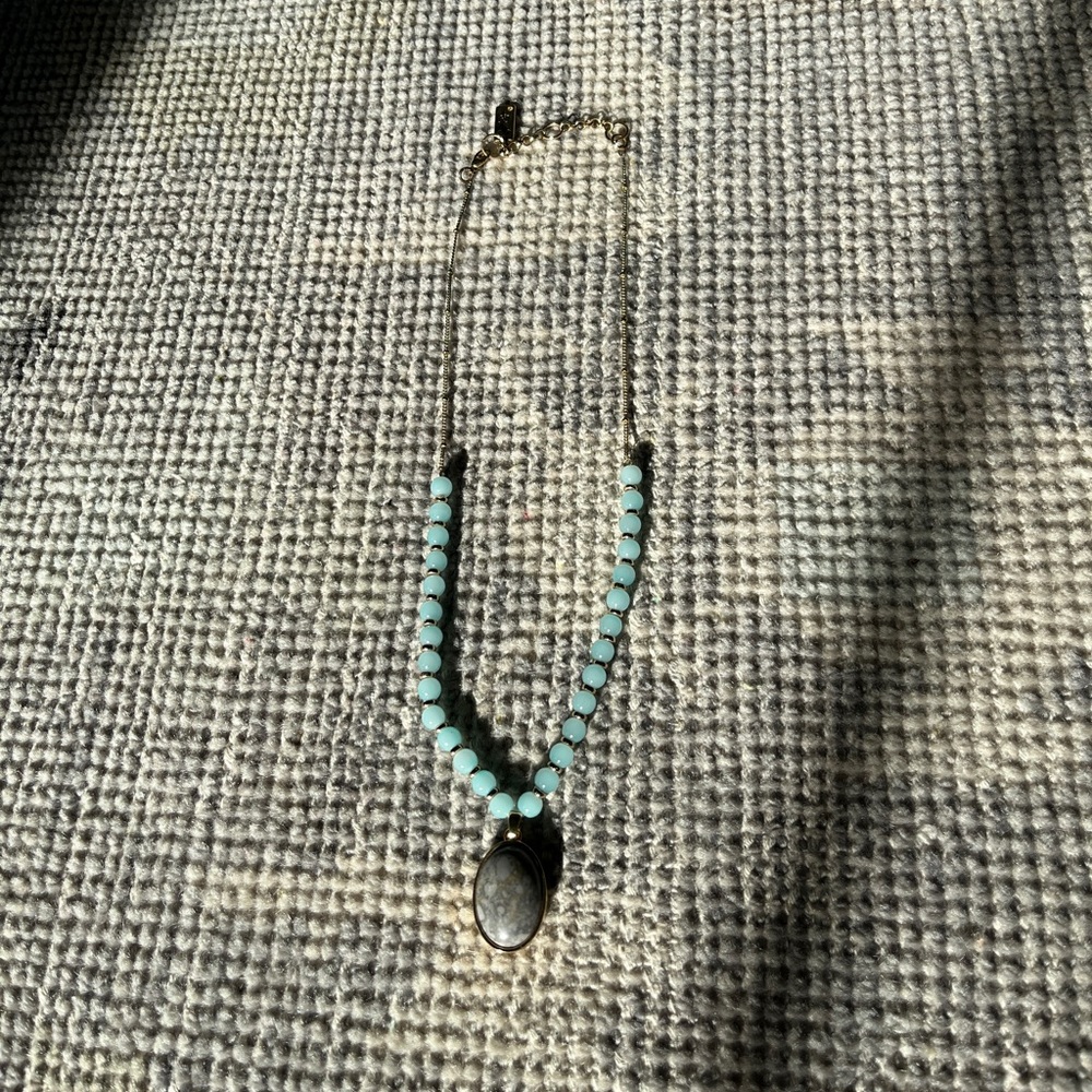 Jessica Simpson blue and grey beaded gold necklace
